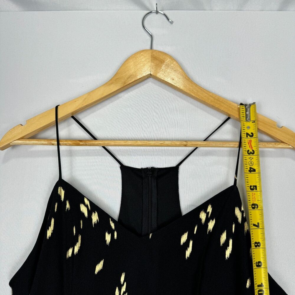 Everly Spaghetti Dress Black and Gold Size Large Racerback Knee Length Flare - Picture 12 of 16